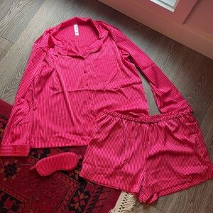 Auden Red Striped Pajama Set with Eye Mask